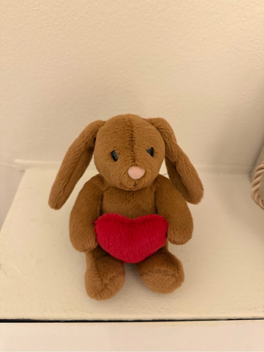 Brown Plush Bunny Holding Red Heart - Soft Kids Toy